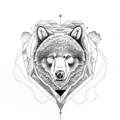 bear, Wolf, whale, trees, mountain, ocean tattoo design idea