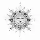 mourain, sun, snowflake tattoo design idea