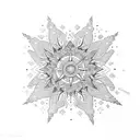 mourain, sun, snowflake tattoo design idea