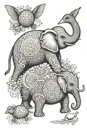 goose elephant rabbits turtle duck duckling tattoo design idea