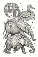 goose elephant rabbits turtle duck duckling tattoo design idea