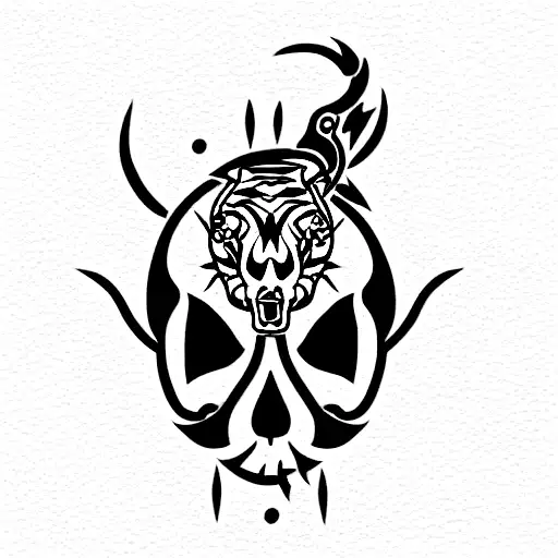 Virgo with skull and dragon and tiger and bear tattoo design idea