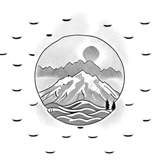 Turtlea tattoo of A turtle with snow-capped mountains on it's shell with a rive at the base of the mountains. Kokopelli  tattoo design idea