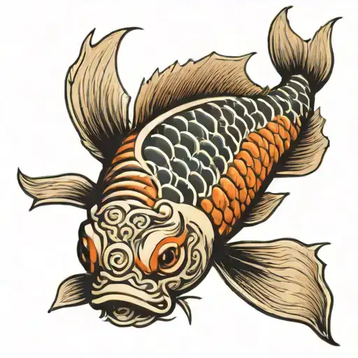 magikarp koi fish swimming tattoo design idea