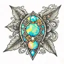 opal pendant hanging tattoo design idea