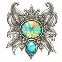 opal pendant hanging tattoo design idea