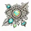 opal pendant hanging tattoo design idea