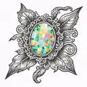 opal pendant hanging tattoo design idea