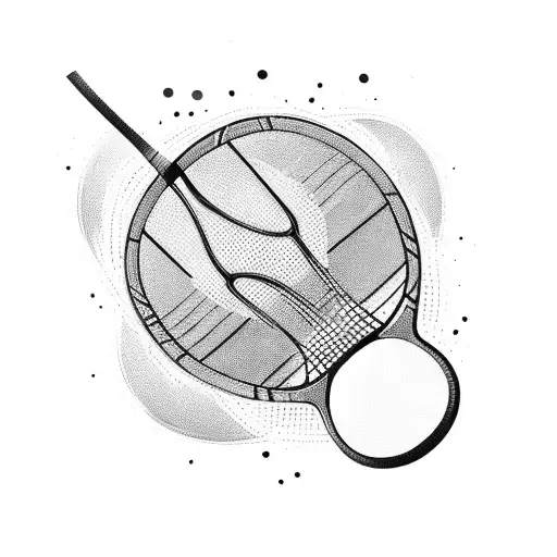 A tennis racket and a handball intertwined with each other tattoo design idea