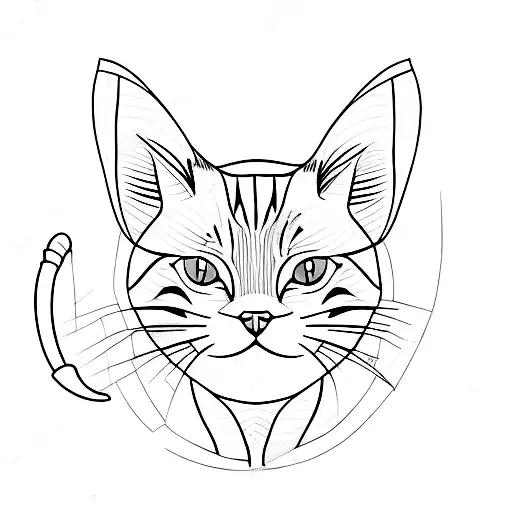 A minimalist tattoo of a cat holding a pencil and sketching tattoo design idea