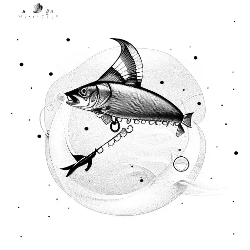 A wooden fishing lure transformed into a mechanical marvel tattoo design idea