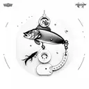 A wooden fishing lure transformed into a mechanical marvel tattoo design idea