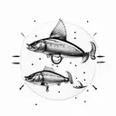 A wooden fishing lure transformed into a mechanical marvel tattoo design idea
