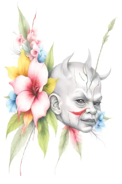 baby devil wears a suit tattoo design idea