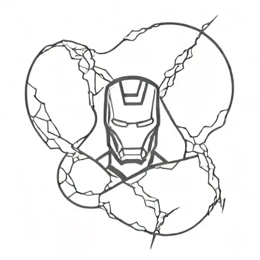 ironman logo with a lightning bolt striking tattoo design idea
