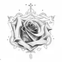 Christian Cross with rose tattoo design idea