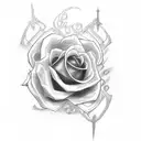 Christian Cross with rose tattoo design idea