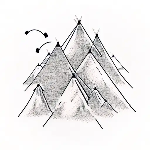 Teepees and mountains hunting and fishing tattoo design idea