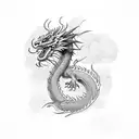 Chinese red dragon with flowers  tattoo design idea