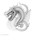 Chinese red dragon with flowers  tattoo design idea