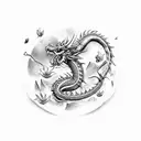 Chinese red dragon with flowers  tattoo design idea