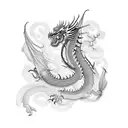 Chinese red dragon with flowers  tattoo design idea