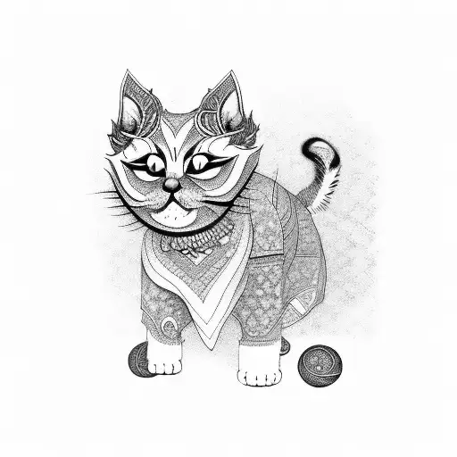 Persian art not cat tattoo design idea