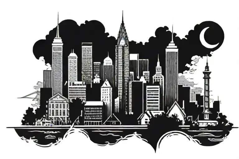 hometown skyline tattoo design idea