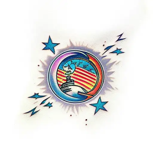 Moon and stars tattoo design idea