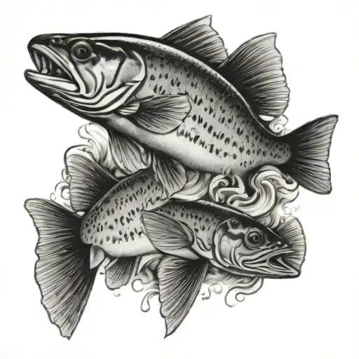Brook trout smoking cigarette tattoo design idea