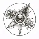 "memento mori" circle text tattoo design idea