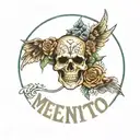 "memento mori" circle text tattoo design idea