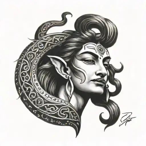 shiva tattoo in letter J Scott Campbell tattoo design idea