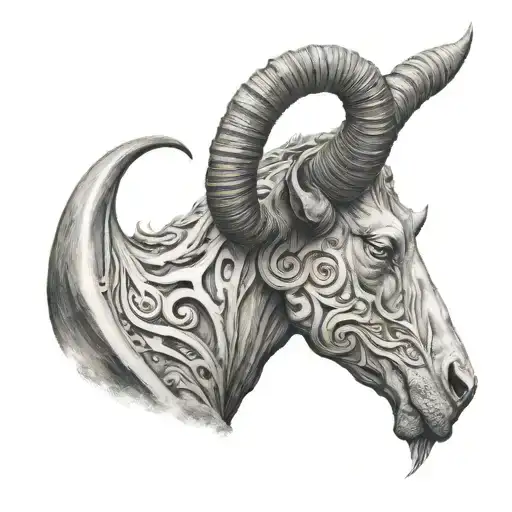 horns that start behind the neck and spiral down to the forearms  tattoo design idea