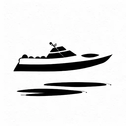 a speed boat on the water tattoo design idea