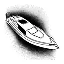 a speed boat on the water tattoo design idea