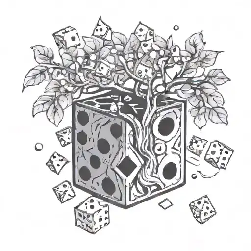 Incorporate a collection of dice into a money tree design tattoo design idea