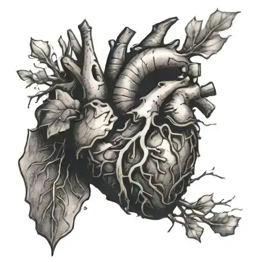 realistic heart shape broken into pieces that are trying to form back together by hands surrounding it tattoo design idea