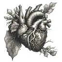 realistic heart shape broken into pieces that are trying to form back together by hands surrounding it tattoo design idea