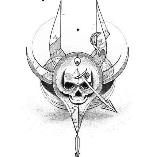 bow and arrow moon magic tattoo design idea