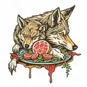 wolves eating lamb tattoo design idea