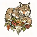 wolves eating lamb tattoo design idea