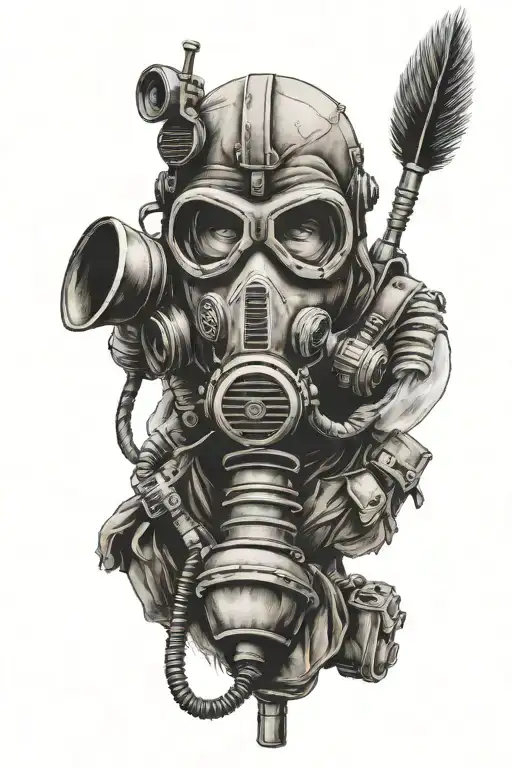desert storm combat gas mask infantry paratrooper  tattoo design idea