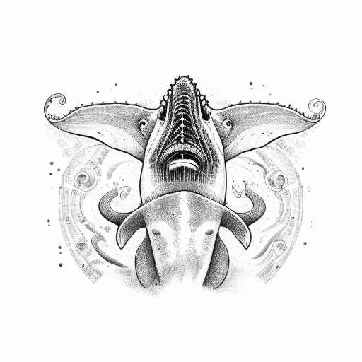 humpback whale with beakers  tattoo design idea