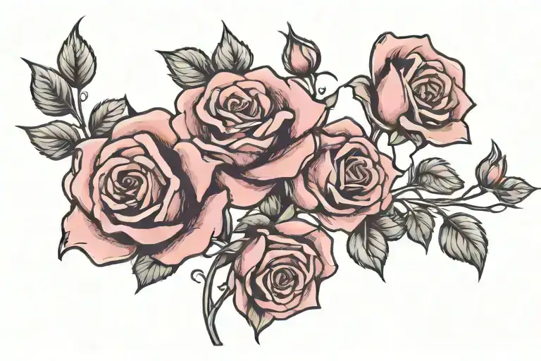rose with name on the stem tattoo design idea