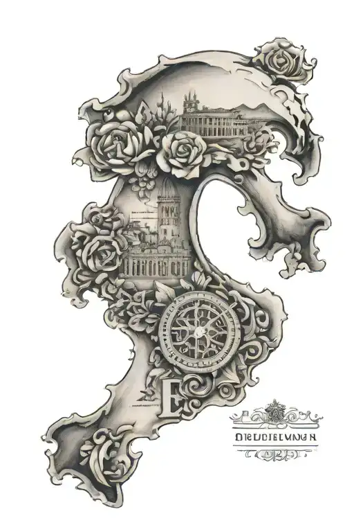 Italy and England theme forearm band tattoo design idea