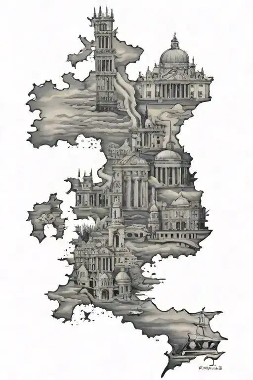 Italy and England theme tattoo design idea