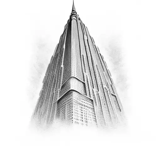 A surrealistic paintbrush transforming into a skyscraper tattoo design idea