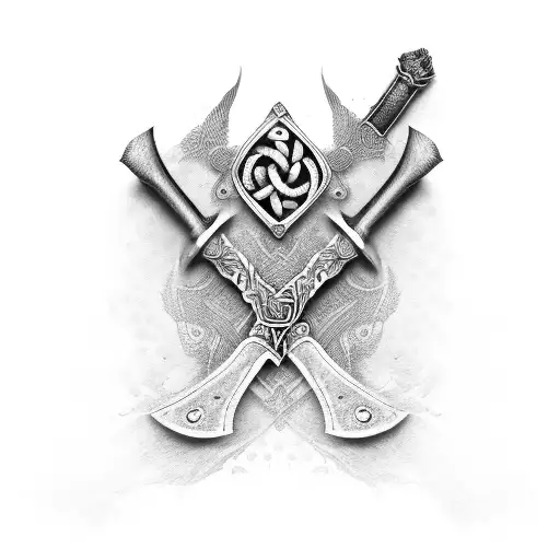Viking axe made from roses tattoo design idea