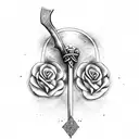 Viking axe made from roses tattoo design idea